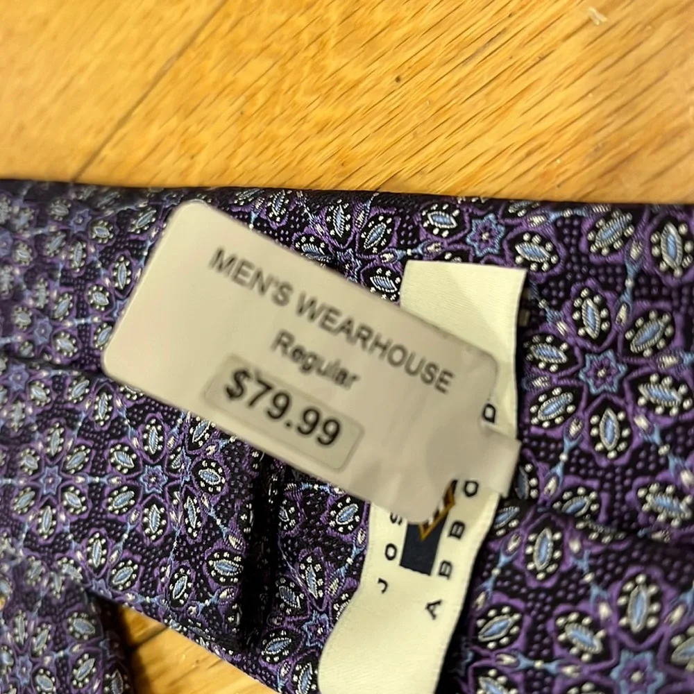 NWT Joseph Abboud Purple Floral Medallion Silk Tie
